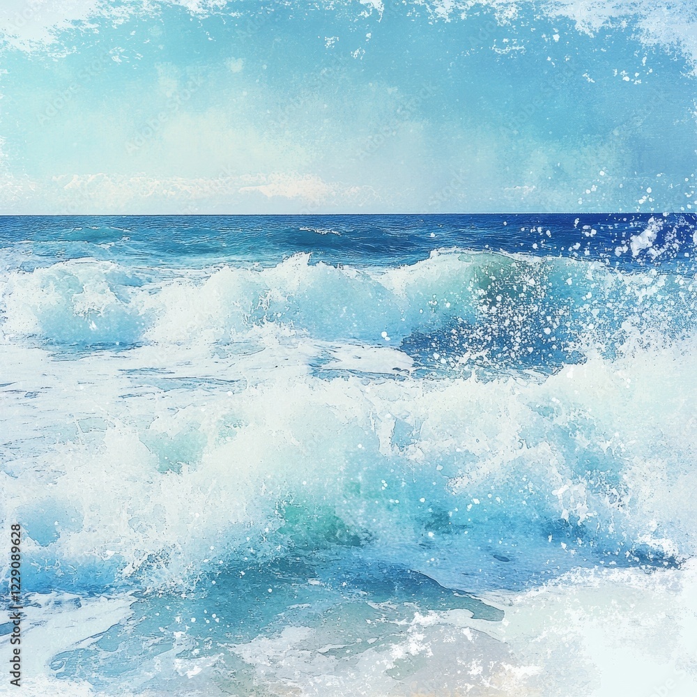 Fototapeta premium Ocean Waves Painting - Stunning Beach Scene