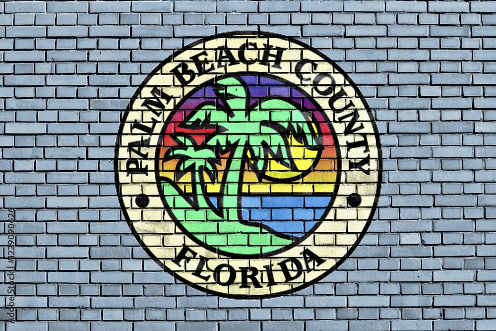 Lag of Palm Beach County painted on brick wall Lag of Palm Beach County painted on brick wall