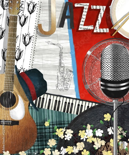 Photography Watercolor style drawing jazz card