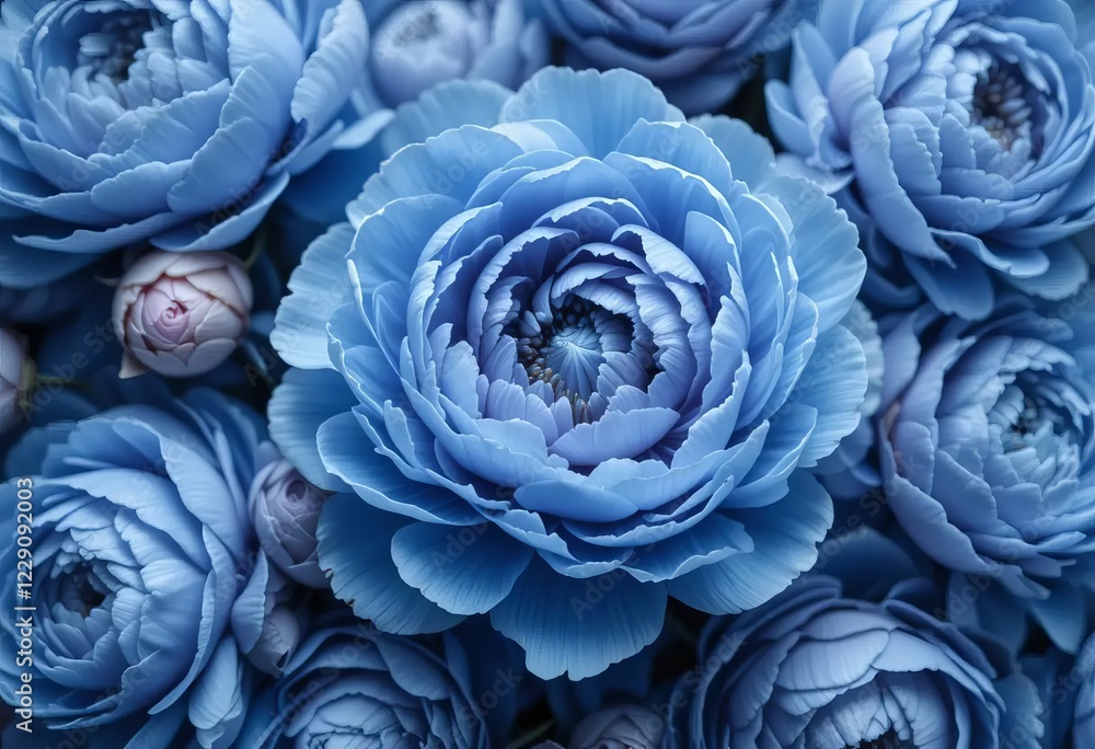 Obraz premium A time-lapse of a blue peony flower blooming on a black background