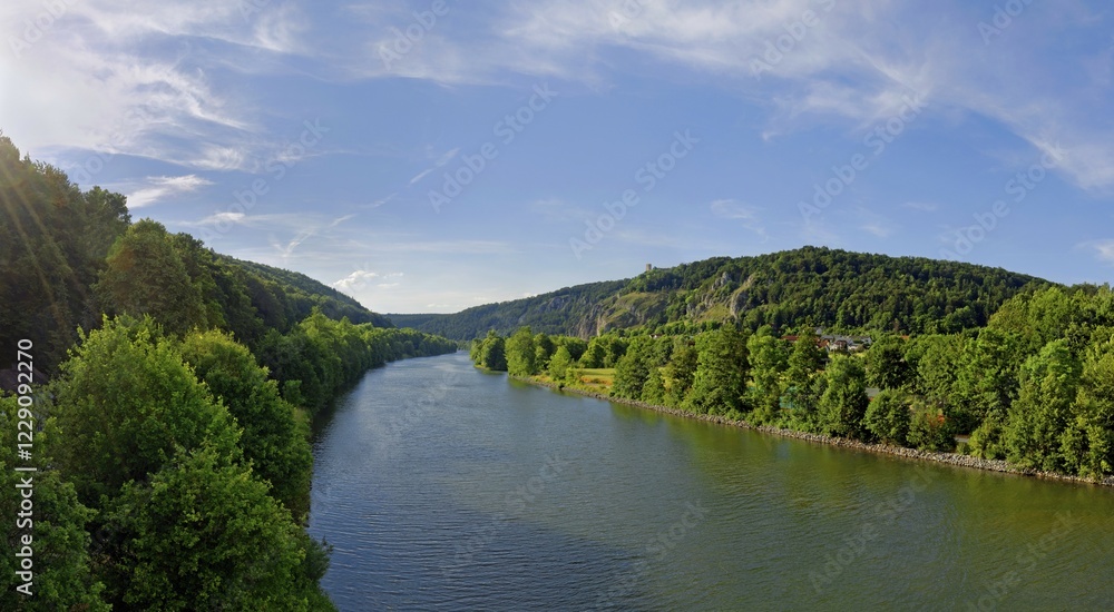 Fototapeta premium Rhine-Main-Danube Canal at Essing, Kelheim, Bavaria, Germany, Europe