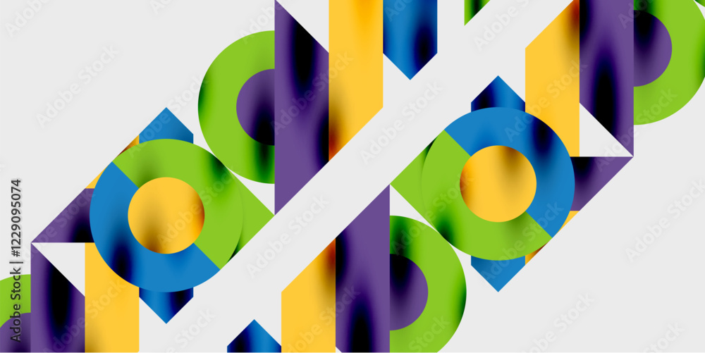 Detailed composition of circles, semicircles, and triangles with glossy effects and smooth gradients. A sleek and modern vector design for creative and tech-inspired projects Detailed composition of circles, semicircles, and triangles with glossy effects and smooth gradients. A sleek and modern vector design for creative and tech-inspired projects