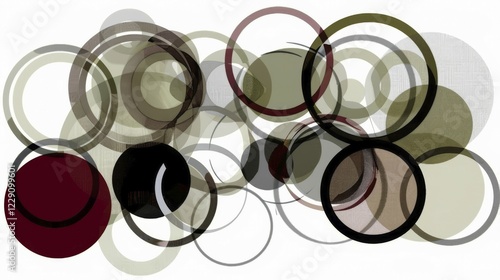 Modern abstract design with overlapping circles in earthy tones and transparencies, AI generated photo