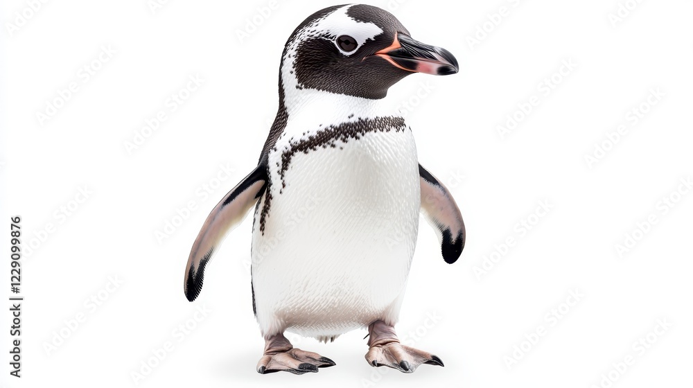 Fototapeta premium Charming Penguin Standing Upright on White Background