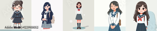vector of a woman wearing a japanese school uniform
