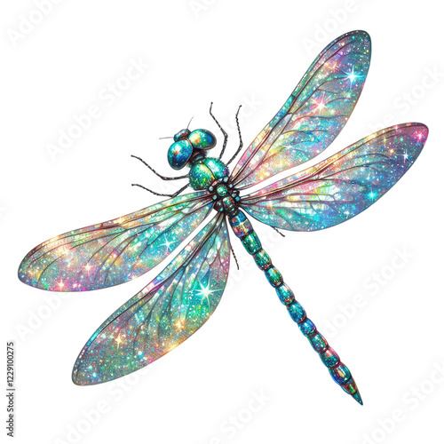 Glitter Dragonfly Clipart Vector Illustration – Sparkling Insect Design