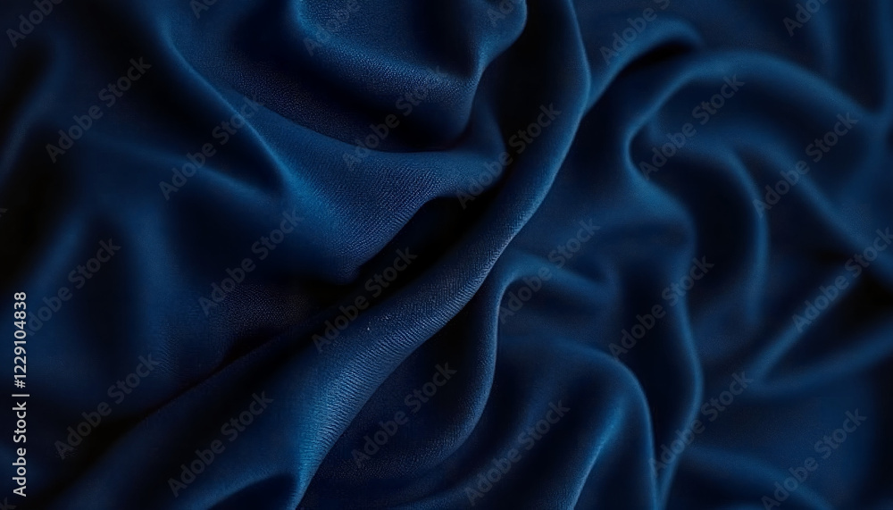 Fototapeta premium Dark blue fabric with soft folds and texture