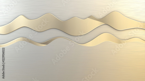 A flowing abstract design featuring interwoven gold shapes against a textured light background, creating a sense of movement and elegance.