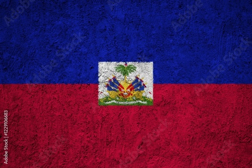 Φωτογραφία Haiti Flag painted on the cracked grunge concrete wall