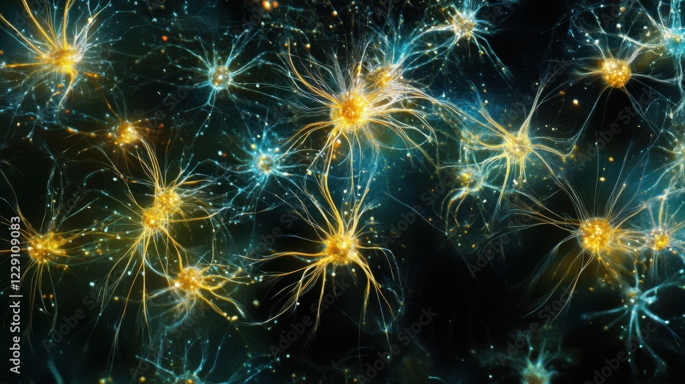 Fototapeta premium A concept image of interconnected nodes representing data analysis and AI.