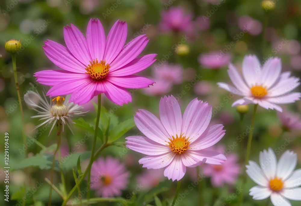 A field of pink and purple cosmos flowers in Thailand A field of pink and purple cosmos flowers in Thailand