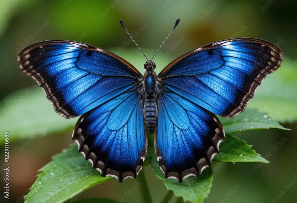Obraz premium A blue tiger butterfly resting on a flower