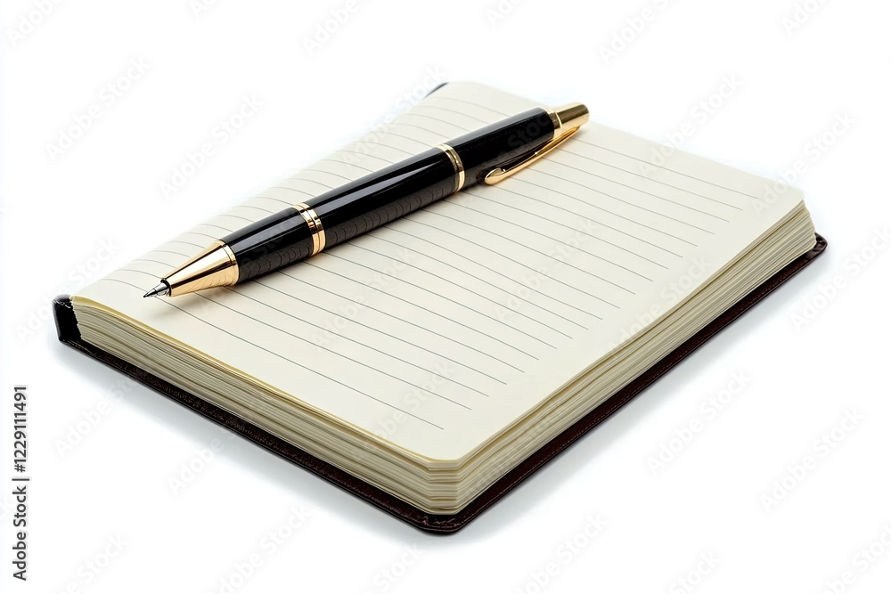 Flawless Image of Big Ideas Diary with Pen on White Background Flawless Image of Big Ideas Diary with Pen on White Background