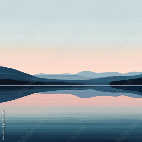Serene Lakeside Sunrise Reflection Landscape Art