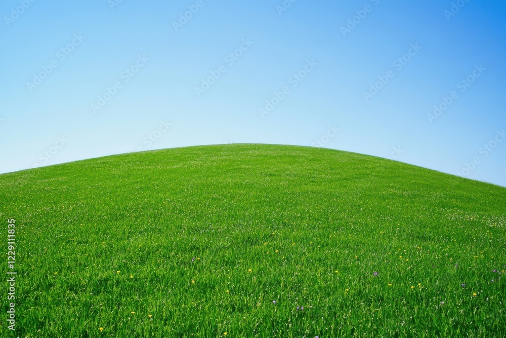 Name: A gentle green hill with wildflowers under a clear blue sky, representing the tranquility of nature and simplicity Name: A gentle green hill with wildflowers under a clear blue sky, representing the tranquility of nature and simplicity