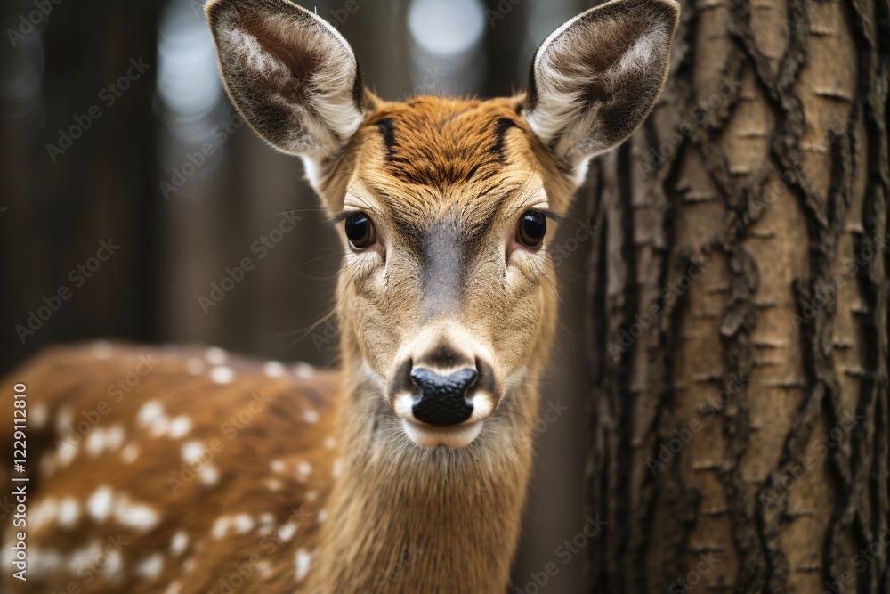 Fototapeta premium Portrait of wild deer in forest. KI generiert, generiert AI generated