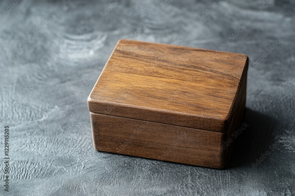 Ultra Quality Picture of a Box with a Wooden Lid is on a Gray Surface Ultra Quality Picture of a Box with a Wooden Lid is on a Gray Surface