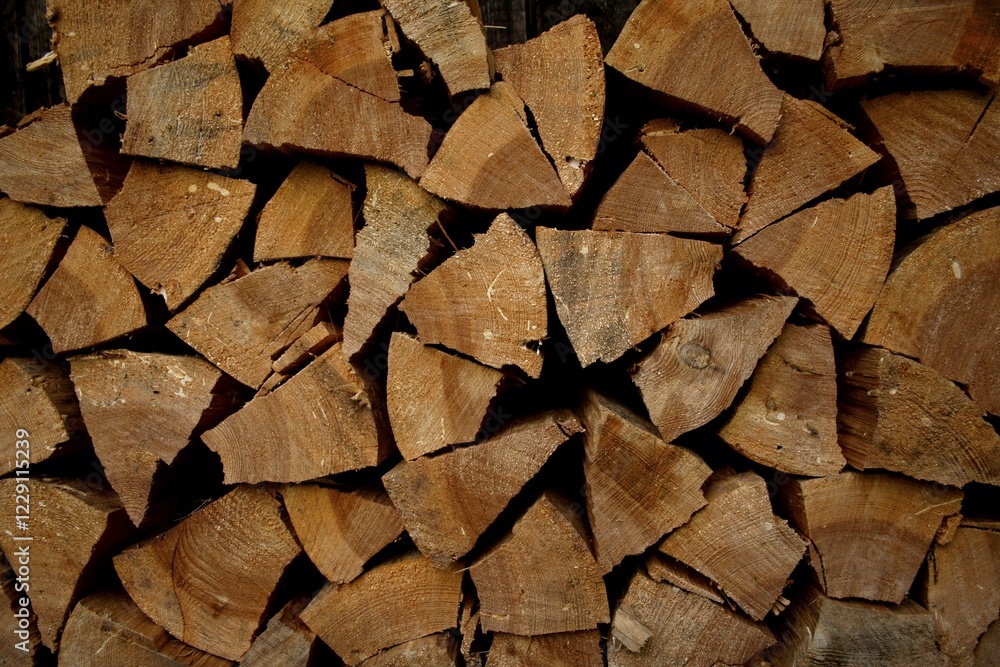 Stacked firewood, Spessart, Hesse, Germany, Europe Stacked firewood, Spessart, Hesse, Germany, Europe