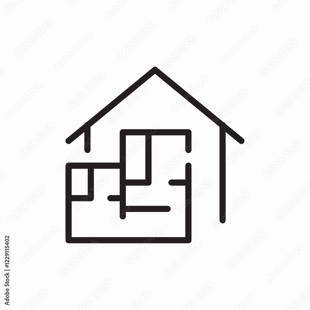 Modern house design project icon vector sign Modern house design project icon vector sign