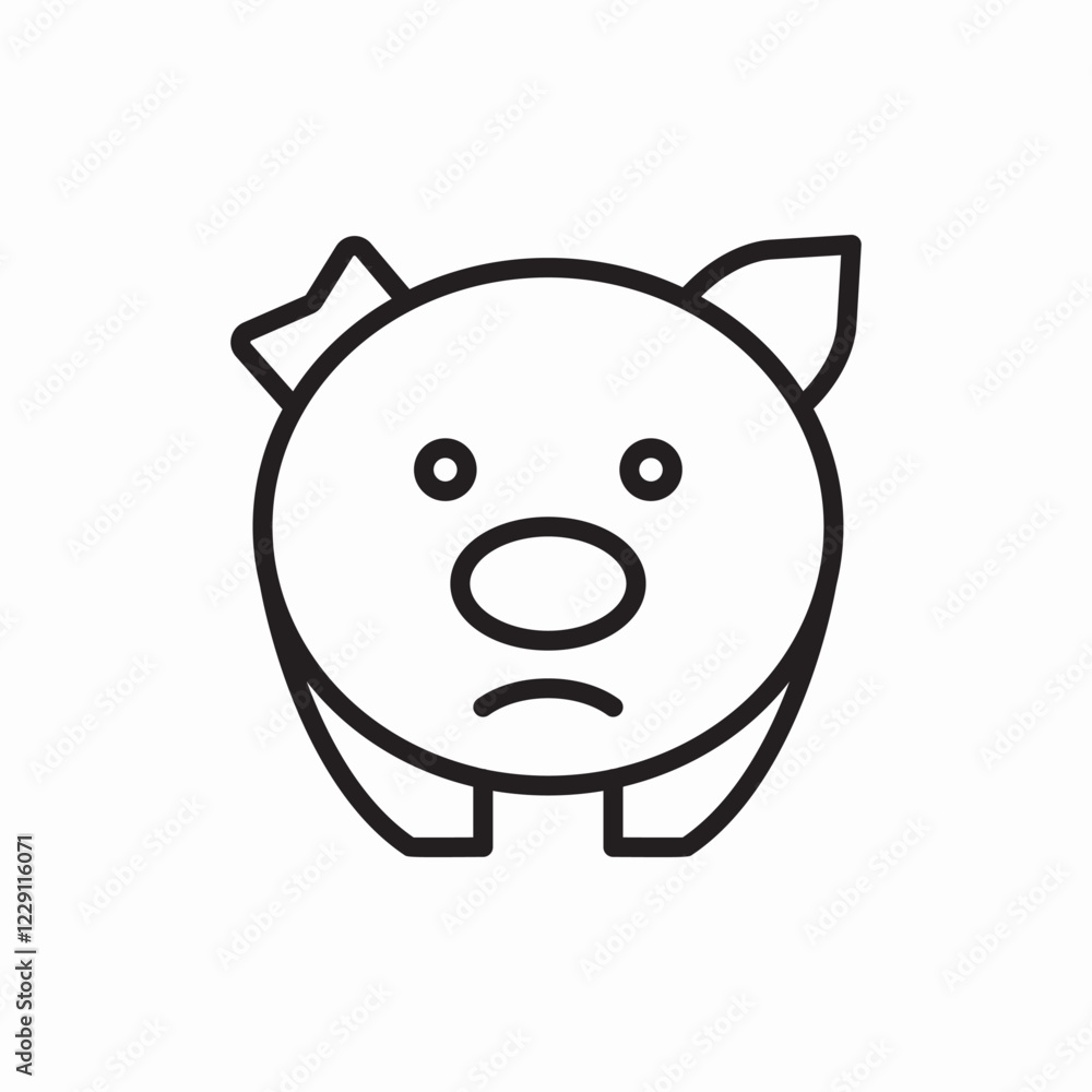 Cute piggy bank money icon vector sign Cute piggy bank money icon vector sign