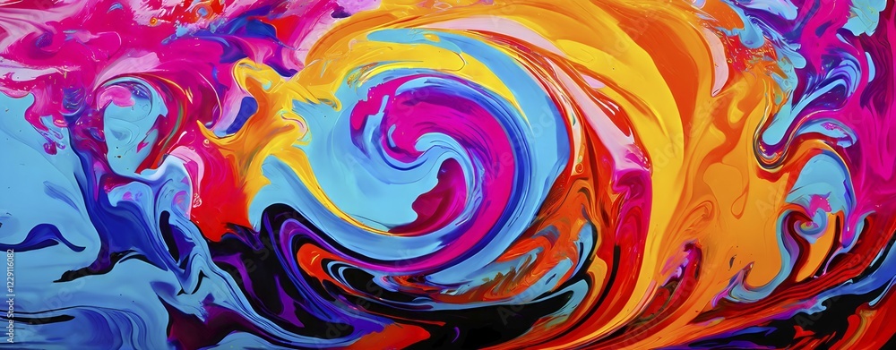 Abstract digital canvas painting dominated by swirling spirals myriad of bright clashing neon colors, AI generated Abstract digital canvas painting dominated by swirling spirals myriad of bright clashing neon colors, AI generated