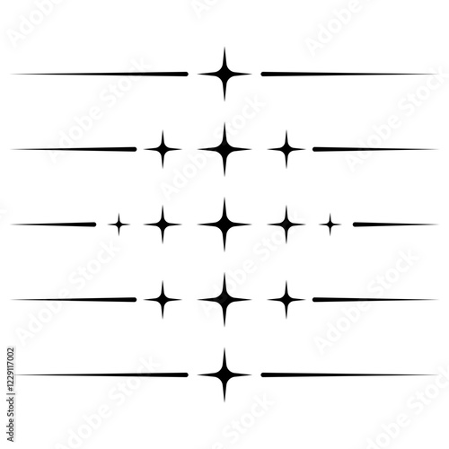 Sparkling stars starter lines, shiny glitter, light effect stars