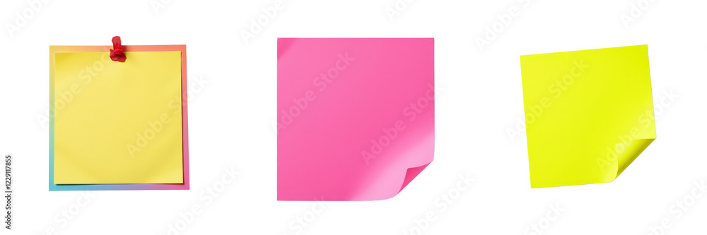 Colorful Sticky Notes Displayed with Various Textures Colorful Sticky Notes Displayed with Various Textures