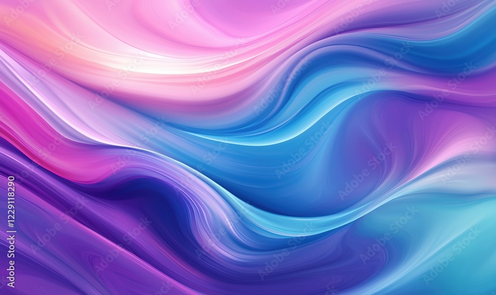 Fototapeta premium Abstract fluid waves in vibrant pink, purple, and blue hues creating a mesmerizing visual flow