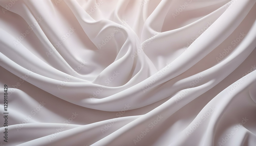 Obraz premium Tela blanca suave y fluida con pliegues y sombras suaves y ondulantes, que crean una composición serena y elegante.
