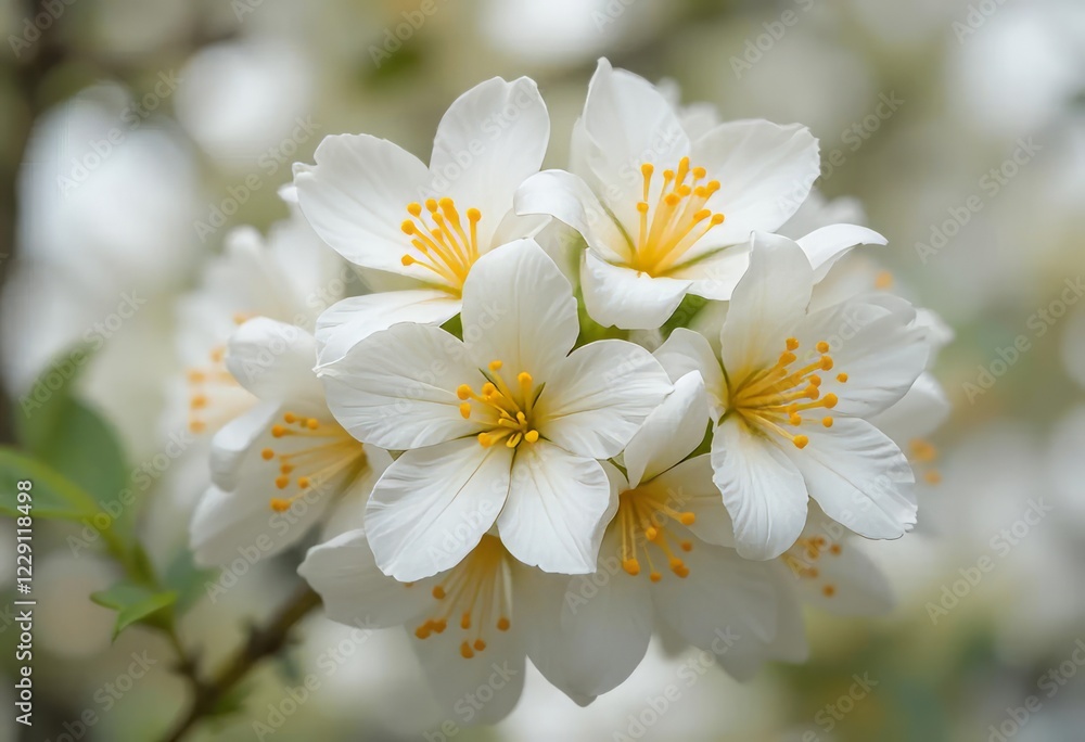 Fototapeta premium A close-up of a bunch of orange tree flowers with a white background