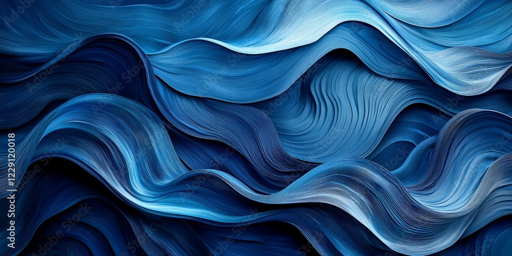 Abstract blue wave design, swirling texture background, digital art Abstract blue wave design, swirling texture background, digital art