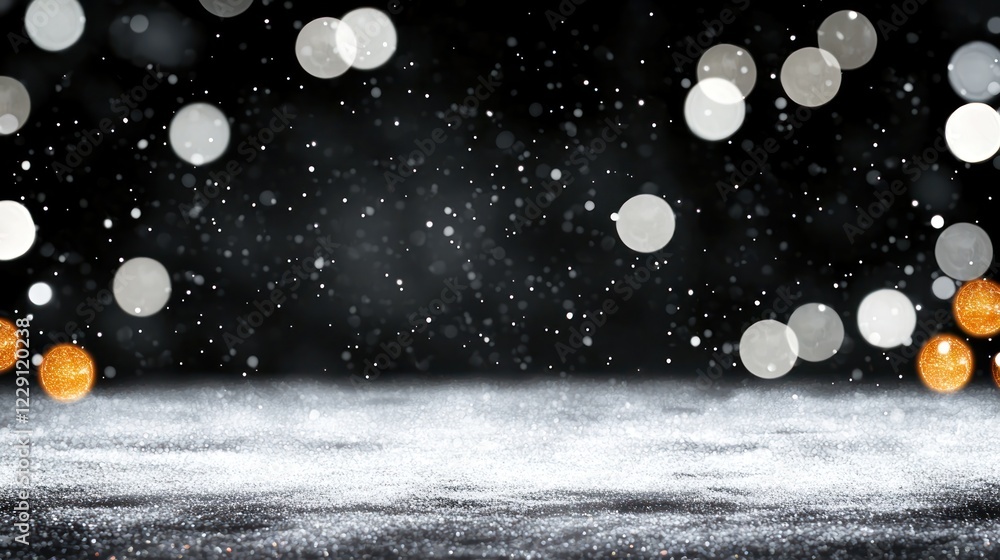 Fototapeta premium Winter Snow Background with Lights