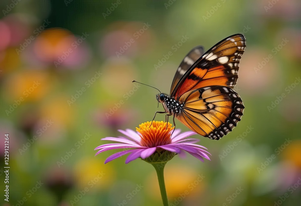 A close-up photo of a butterfly sitting on a flower A close-up photo of a butterfly sitting on a flower