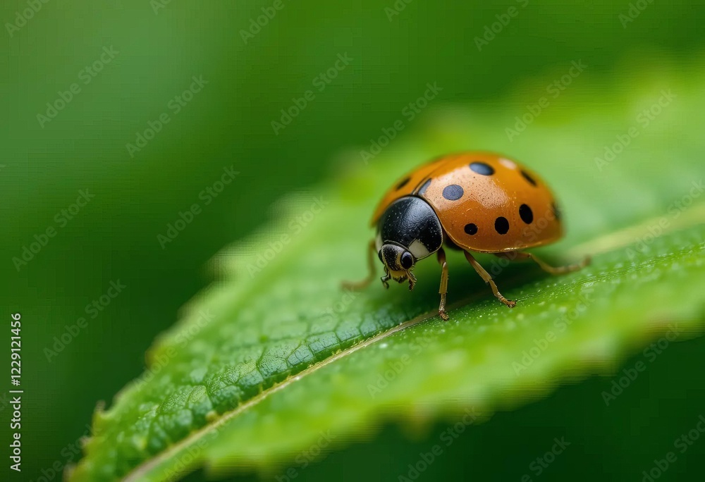 A close-up photo of a ladybug on a leaf with a blurred background of nature A close-up photo of a ladybug on a leaf with a blurred background of nature