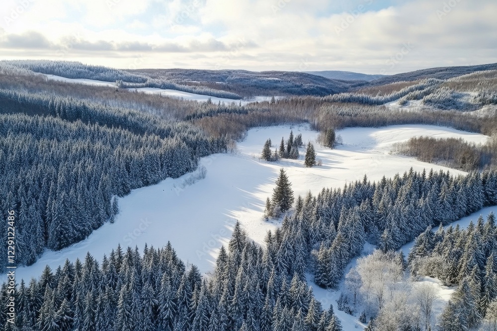 Winter wonderland landscape of snow-covered fir trees in a serene forest setting, Winter Snow covered Fir trees landscape with the forest,aerial view Winter wonderland landscape of snow-covered fir trees in a serene forest setting, Winter Snow covered Fir trees landscape with the forest,aerial view