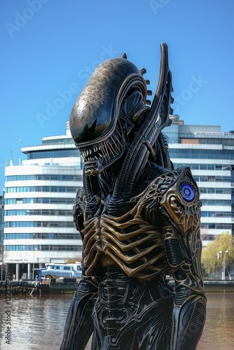 Alien incursion in a city, AI generated