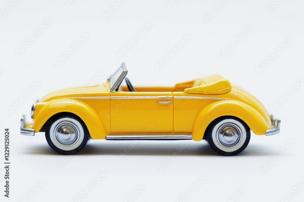 Obraz premium A small toy car sits on a white background
