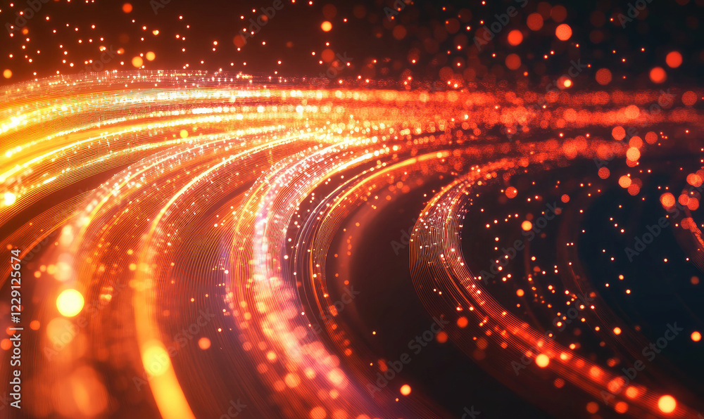 Obraz premium Vibrant abstract background of glowing orange light trails and dynamic sparks, creating a futuristic and energetic design. Perfect for technology, energy, and motion concepts.