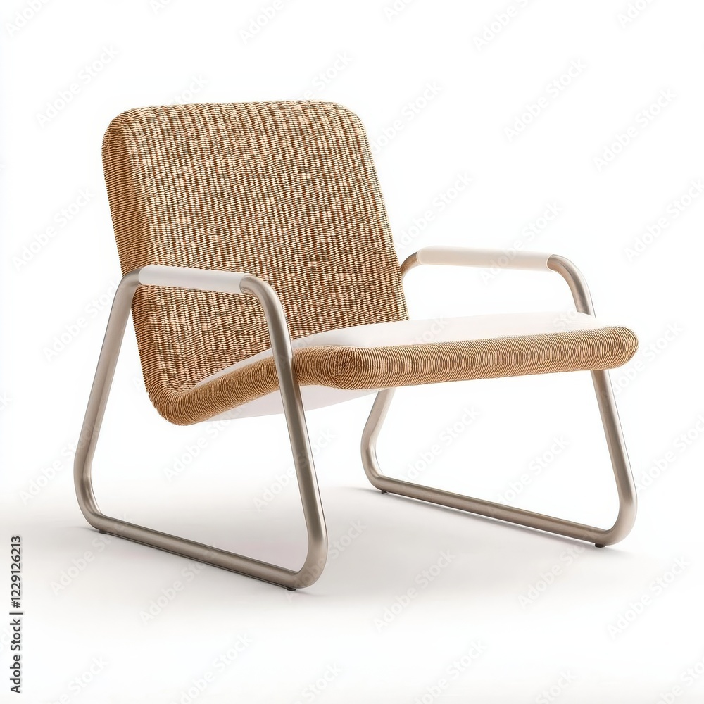 Curved rope patio chair with a sleek aluminum frame Curved rope patio chair with a sleek aluminum frame