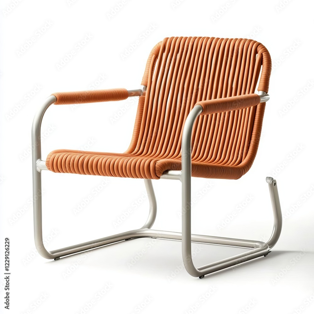 Curved rope patio chair with a sleek aluminum frame Curved rope patio chair with a sleek aluminum frame