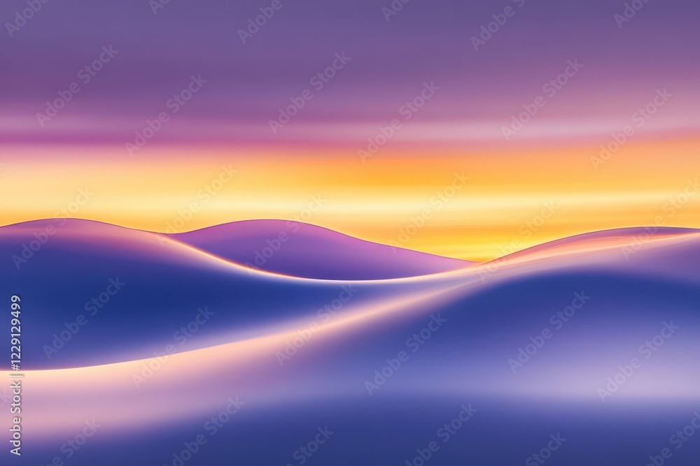 Golden sand dunes at sunset with purple and orange sky gradients Golden sand dunes at sunset with purple and orange sky gradients