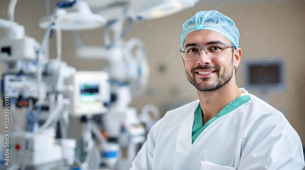 Anesthesiologist Preparing Ventilation Equipment in a Postoperative Medical Facility (Healthcare) Anesthesiologist Preparing Ventilation Equipment in a Postoperative Medical Facility (Healthcare)