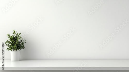 Wallpaper Mural Minimalist Interior with Green Plant on White Surface Background Torontodigital.ca