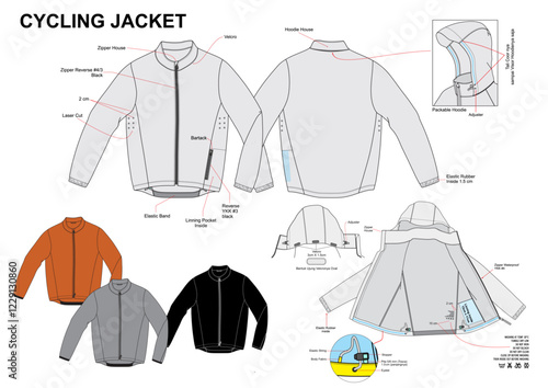 CYCLING JACKET TEMPLATE WITH COMBO COLOUR AND DESCRIPTION