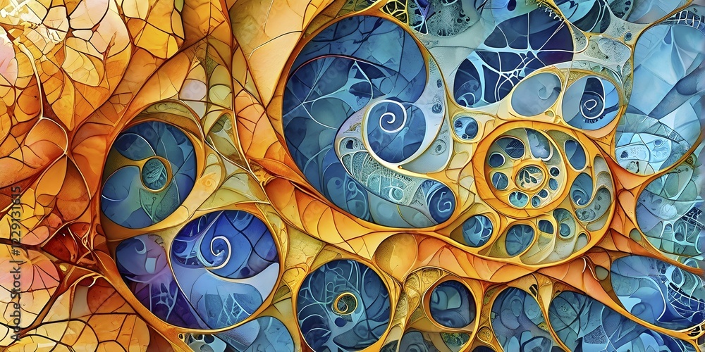 Fototapeta premium Abstract illustration of fractal patterns found in nature representing the application of mathematical patterns in technology and design, AI generated