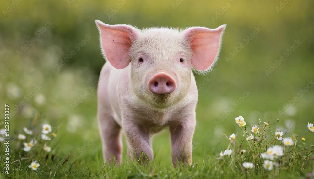 KI generated, A piglet enjoys the spring, Pig, Pigs, (Sus scrofa domesticus), Domestic pigs KI generated, A piglet enjoys the spring, Pig, Pigs, (Sus scrofa domesticus), Domestic pigs