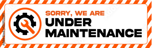 Under maintenance sign with stripes vector.