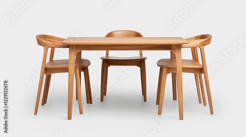 Minimalist dining set with cantilevered teakwood chairs photo