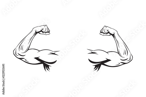 Strong Flexing Bicep Muscular Arms vector icon isolated on a white background.