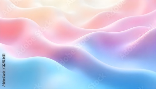 A 3D abstract wavy smooth background featuring a harmonious blend of multicolor pastel tones, creating a visually pleasing and aesthetic design concept